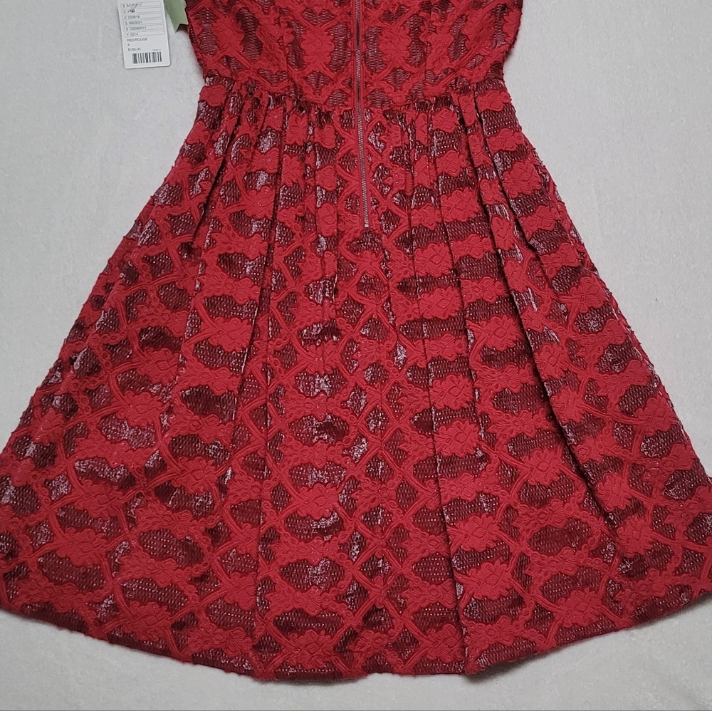 Anthropologie Moulinette Soeurs Rubied Lace Dress Fit & Flare Pleated Mini Dress - Picture 10 of 13